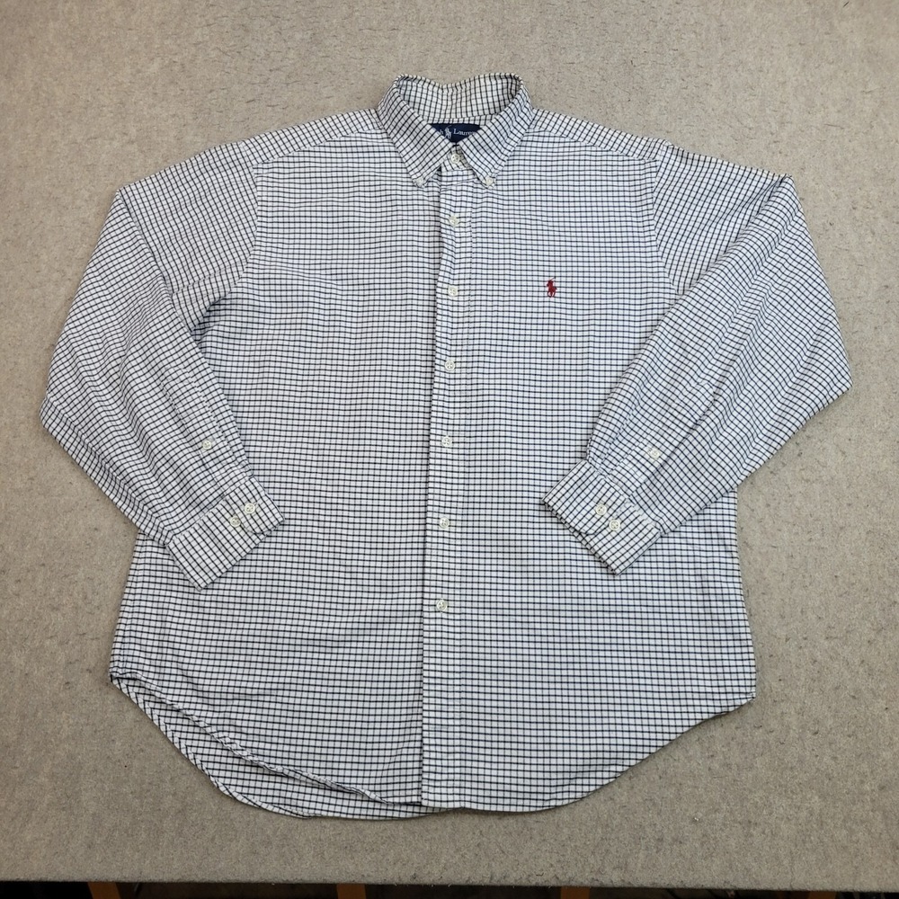 Ralph Lauren Shirt Mens 16.5 34/35 White Plaid Long Sleeve Button‎ Down Classic